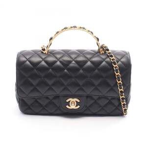 CHANEL Matelasse Shoulder Bag, Lambskin Leather, Women's, Black